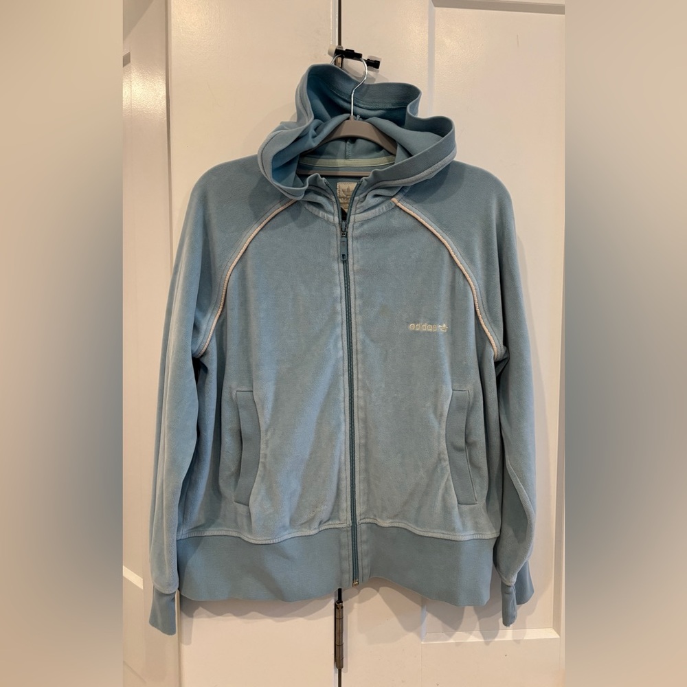 Vintage 2003 Adidas Velour Zip-Up Hoodie. Size L